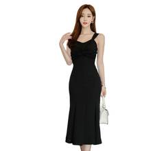 Sexy Black Dress one piece korean ladies Summer Sleeveless V neck Maxi Party Long Dresses for women clothing 2024 - buy cheap