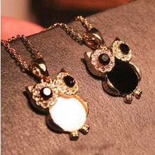Drop Shipping Women Sweater Chain Necklace Owl Design Rhinestones Crystal Pendant Necklaces Jewelry Clothing Accessories 2024 - buy cheap