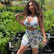 Butterfly Print Sexy Two Piece Outfits for Women Summer Matching Sets Crop Top and Biker Shorts Set Joggers Women Set tracksuit 2024 - buy cheap