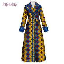 African Clothes for Women Print Dresses Coat Double Turn Down Collar Ankle-length Overcoat Patchwork Plus size Clothing WY8677 2024 - buy cheap