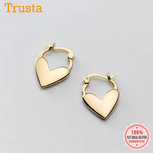 TrustDavis Genuine 925 Sterling Silver Unique Shaped Piercing Huggie Heart Hoop Earring For Women Wedding Party Jewelry DS1061 2024 - buy cheap