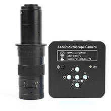 1080p 60fps 2k 34mp hdmi usb industrial eletrônico digital microscópio de vídeo câmera 130x 180x 300x c montagem lente laboratório pcb solda 2024 - compre barato