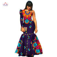 Bintarealwax African Clothes for Women Vestidos African Bazin Riche Dress for Women Cotton Print Mermaid Long Dress WY346 2024 - buy cheap