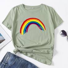 Rainbow Tee Top Woman T-Shirt Short Sleeve T-Shirts Summer Tops for Women Cotton Graphic Tees Female Shirt Clothes 2024 - buy cheap