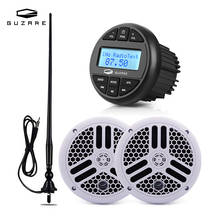 Rádio estéreo para barco, receptor de áudio, antena fm, bluetooth estéreo, rádio para carro, tocador de mp3 + 6.5 polegadas, alto-falantes marinhos para rv atv iate 2024 - compre barato