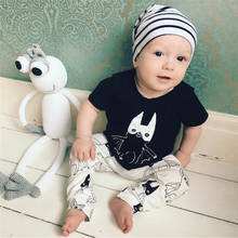 Conjunto de roupa infantil de algodão estilo verão, camiseta e calça de manga curta + calça de desenho animado para bebês, 2 peças, 2020 2024 - compre barato