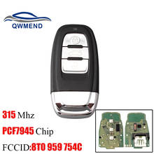 Bhkey chave do carro remoto, chave de carro 315mhz para audi q5 a4l a5 a6 a7 a8 rs s5 s4 2009-2015, transponder chip pcf7945 para audi 8t0 2009 754c 2024 - compre barato