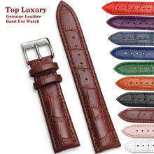Genuine Leather Watchbands 12/14/16/18/20/22/24 mm Watch Steel Pin buckle Band Strap High Quality Wrist Belt Bracelet + Tool 2024 - купить недорого