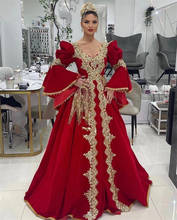 Luxury Red Arabic kosovo Evening Dresses Caftan Applique Crystal Lace Mermaid Prom Dress For Women Party Gowns Robe De Soiré 2024 - buy cheap