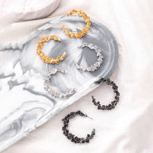 Brinco étnico feminino huatang, anel de flor redondo pendurado para mulheres, cor dourada, brinco de metal, acessórios de joias para casamentos 9213 2024 - compre barato