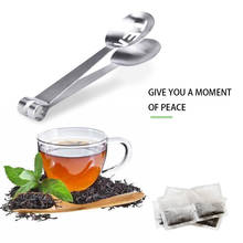 Exprimidor de bolsas de té de acero inoxidable, soporte Tong, herramienta de cocina, Clip de rebanada de limón 2024 - compra barato
