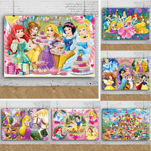 Disney Birthday Photography Backdrop Snow White Alice Ariel Jasmine Rapunzel Princess Party Background Cartoon Mural Wall Decor 2024 - buy cheap
