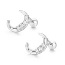Cute Hollow Moon Set Three CZ Stones Screw Back Stud Earrings For Women Kids Girls Rose Gold Color Piercing Jewelry Oorbellen 2024 - buy cheap