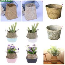 Pot Planter Organization Storage Basket Rattan Straw Basket Wicker Seagrasss Folding Flower Pot Home Storage Basket Flower Vase 2024 - buy cheap