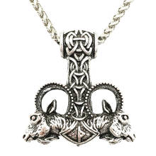 Nostalgia Thor Hammer Double Goat Wicca Ram Amulet Viking Pendant Necklace Wiccan Pagan Amulet And Talisman 2024 - buy cheap