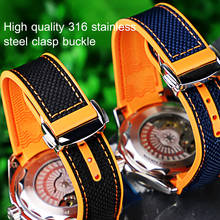19mm 20mm 21mm 22mm Canvas Rubber Watch Band for Omega Seamaster 300m Planet Ocean 8900 9900 8800 Orange Bracelet Watch Strap 2024 - buy cheap