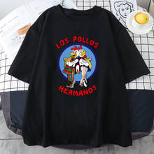 Camiseta con estampado de dibujos animados para hombre y mujer, camisa con estampado de Los Pollos Hermanos, de marca a la moda, estilo Hip Hop, Tops suaves informales 2024 - compra barato