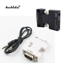 Kebidu-conversor adaptador fêmea para macho, compatível com vga, 3.5mm, suporte para hd, áudio, vídeo, 1080p, saída de sinal 2024 - compre barato