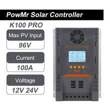 Powmr mppt 100a controlador solar 12v/24v regulador de carga solar automático carregador de ajuste de bateria max 100vdc back-light lcd 0 camada 2024 - compre barato