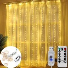 3MX3M LED Curtain Garland on The Window USB String Lights Fairy Festoon Remote Control New Year Christmas Decorations for Home 2024 - buy cheap
