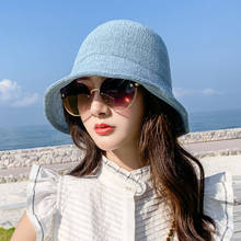 Chapéu feminino de verão estilo vintage, chapéu de palha com design de lado largo, cor sólida, praia, férias, praia, 2021 2024 - compre barato