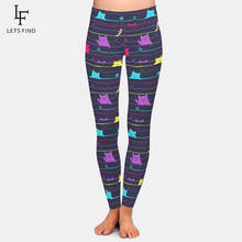 Letsfind moda 3d colorido dos desenhos animados gatos padrão de impressão cintura alta plus size leggings femininas alta quaility fitness leggings completos 2024 - compre barato