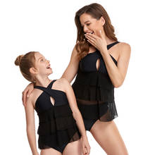 Mother Daughter Swimsuits Black 2 Piece Women Swimwear Bikini Family Look Mom and Daughter Bathing Suit Family Matching Clothes 2024 - buy cheap