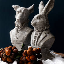 Nórdico coelho cão estátua de concreto desenho prática artesanato escultura casa desktop retro ornamento decoração 2024 - compre barato