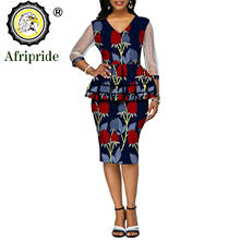2022 African Bodycon Dresses for Women V-neck Print Dress Half Sleeve Knee-length Dress Dashiki Ankara Formal AFRIPRIDE S1925066 2024 - buy cheap