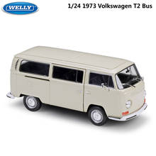 WELLY-juguetes de coche a escala 1:24, modelo de autobús Volkswagen T2, simulador de coche, aleación de Metal, ClassicToy, para colección de regalos de Navidad, 1972 2024 - compra barato