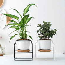 Modern Nordic juicy planter ceramic holder flower pots cachepot orchid pot geometric metal pot frame set 2024 - buy cheap