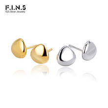F.I.N.S Minimalist Fine Jewelry S925 Silver Earrings Glossy Sterling Silver Stud Earrings Geometry Small Korea Fashion Earrings 2024 - buy cheap