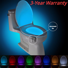 Luz noturna para assento do vaso sanitário, sensor de movimento pir inteligente, 8 cores, à prova d'água, retroiluminação para vaso sanitário, lâmpada de led 2024 - compre barato