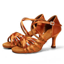 BDS211-Zapatos De Baile Latino para Mujer, calzado De seda satinada De 7,5/5,5 cm, para Baile De salón 2024 - compra barato