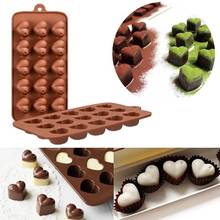 Molde de silicona con forma de corazón para hornear Chocolate, magdalenas, muffins, utensilios de cocina, 15 formas de amor 2024 - compra barato