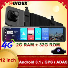 QUIDUX 1080P 4G Android 8,1 12 pulgadas medios espejo retrovisor para coche Bluetooth de la cámara del coche Dvr ADAS Super noche WiFi GPS cámara de salpicadero 2024 - compra barato