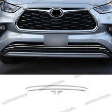 shiny silver car front grill net trims for toyota highlander 2020 2021 2022 2023 xu70 Bottom accessories hybrid decoration 2024 - buy cheap