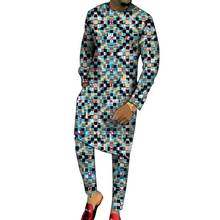 Ropa africana para hombre, camisas largas con pantalones, Tops y pantalones de retales, trajes de hombre hechos a medida, traje de pantalón de moda Nigeriano para fiesta 2024 - compra barato