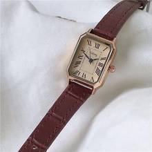 Retro Roma Scale Women Watches 2022 Fashion Casual Rectangle Female Quartz Clock Vintage Brown Leather Ladies Wristwatches W9848 2024 - buy cheap