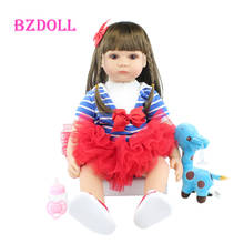 24" Silicone Reborn Toddler Baby Doll Toys For Girl 60CM Dress Up Long Hair Princess Alive Bebe Brinquedos Child Birthday Gift 2024 - buy cheap
