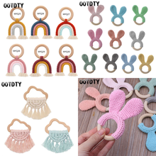 Wooden Natural Crochet Baby Infant Teether Teething Ring Bracelet Rainbow Tassel Macrame Jewelry Teething For Baby 2024 - buy cheap