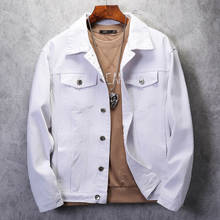 Men's Classic Denim Jacket Autumn Casual Street Pocket Single Breasted White Pink Black Jeans Jacket Coat 2024 - buy cheap