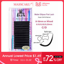 MASSCAKU ellipse flat lashes soft Split-tips fake eyelash extension individual eyelashes nature flat ellipse eyelashes supplies 2024 - купить недорого