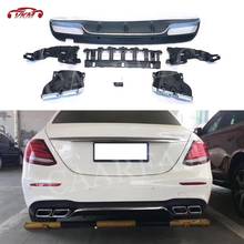 C Class PP Rear Bumper Lip Diffuser with Exhaust Tips for Benz W205 C200 C220 Sedan 4 Door Change to C63 AMG look 15-17 sport 2024 - buy cheap