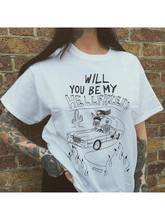 Женская футболка с принтом «Will You Be My Hell Friend», футболка с коротким рукавом и графическим рисунком, готический Топ, женская футболка, Tumblr Camisetas Mujer 2024 - купить недорого