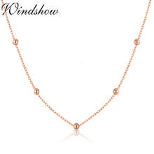 35cm-50cm 925 Sterling Silver Rose Gold Color Cross Beaded Chain Necklaces Women Girls Jewelry Kolye Collares Collane Ketting 2024 - buy cheap