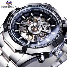 Forsining 2021 Stainless Steel Waterproof Mens Skeleton Watches Top Brand Luxury Transparent Mechanical Sport Male Wrist Watches 2024 - buy cheap