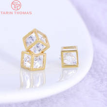 (3001)6PCS 6MM 24K Gold Color Plated Brass with Zircon Cube Charms Pendants High Quality Diy Jewelry Accessories 2024 - buy cheap