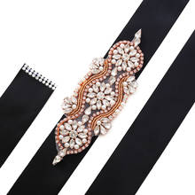 JLZXSY-Apliques de diamantes de imitación con perlas de cristal y flores doradas y plateadas, cinturón para vestido de bodas, faja nupcial 2024 - compra barato