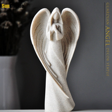 Anjo da guarda europeu escultura decoração sala de estar estudo criativo estátua artesanato retro casa decoração acessórios oração 2024 - compre barato